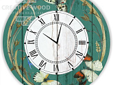 Артикул Цветы акварель, Часы, Creative Wood в текстуре, фото 1